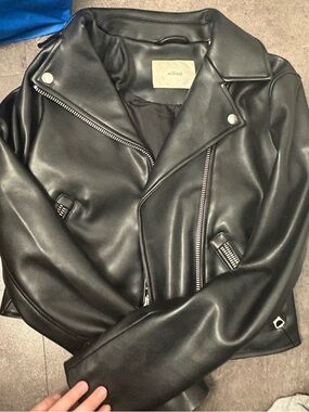 Wilfred Black Faux Leather Asymmetrical Moto Jacket